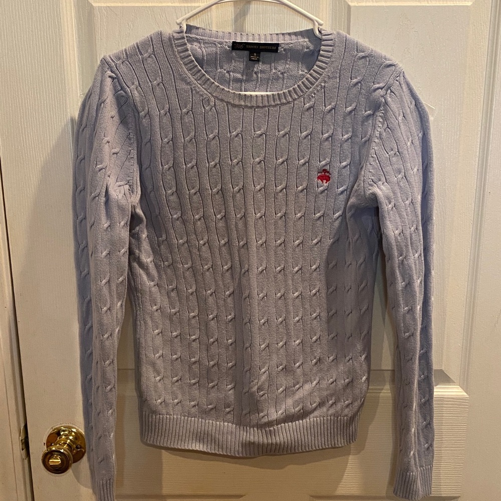 Brooks Brothers Light Blue Cable Knit Sweater
